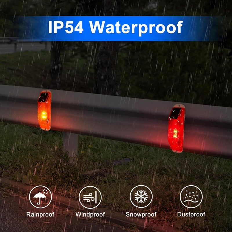 Aolyty Solar Warning Lights, Bright Solar Strobe Lamp Strong Magnetic Base, Waterproof LED Beacon Safety Light Outdoor 4 Pack for Vehicle, Construction Site, Barricade, Driveway, Dock (Red) - Image 5